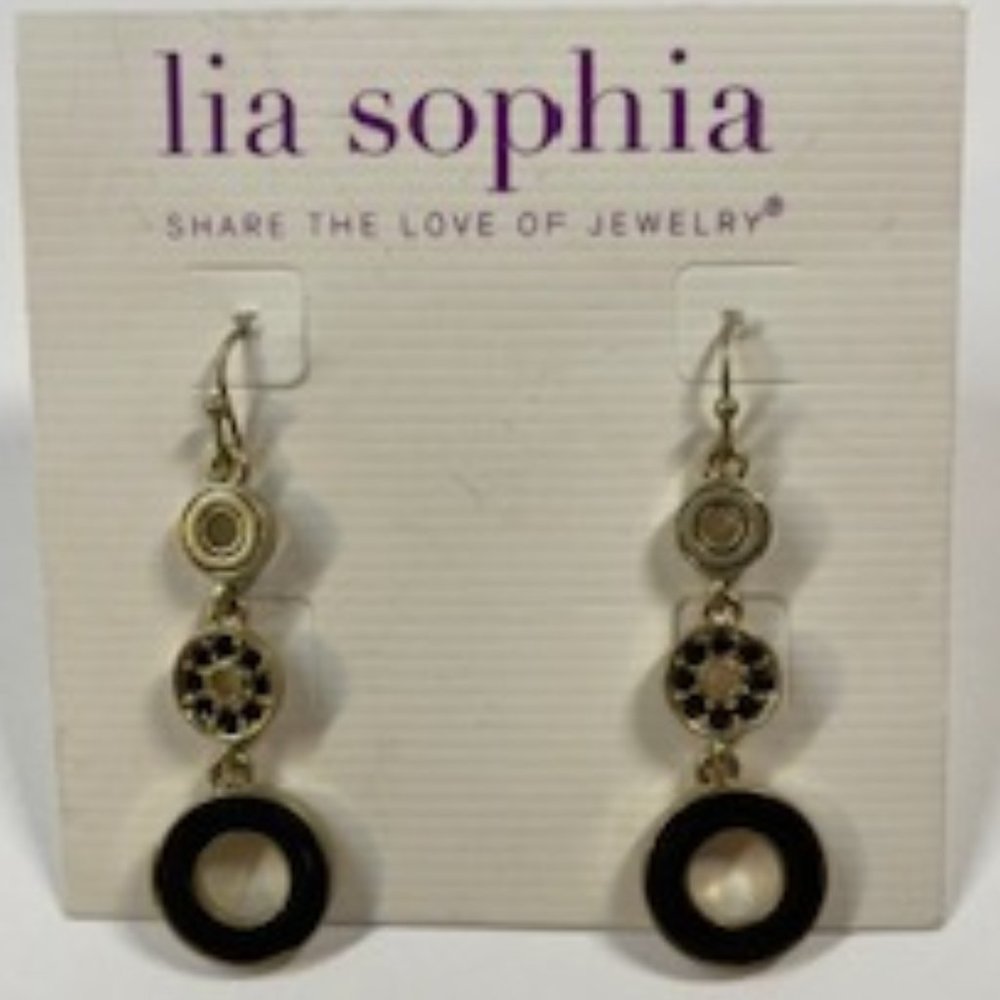 Lia Sophia Black Enamel "Dapple" Dangle Earrings